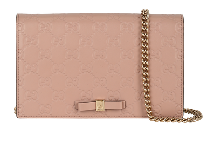 Guccissima Bow Wallet On Chain, &pound;395, Handbags, Pink, Leather, Front view